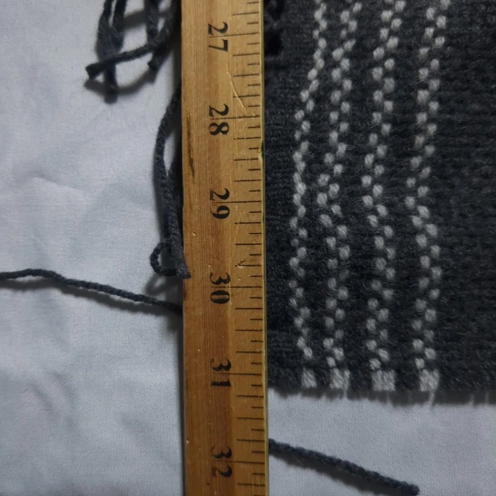 Eileen Fisher Trattino Wool Blend Shawl Charcoal Fringe One Size Made Italy NEW